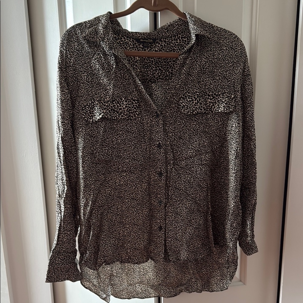 Massimo Dutti Black Long Sleeve Button Down Shirt